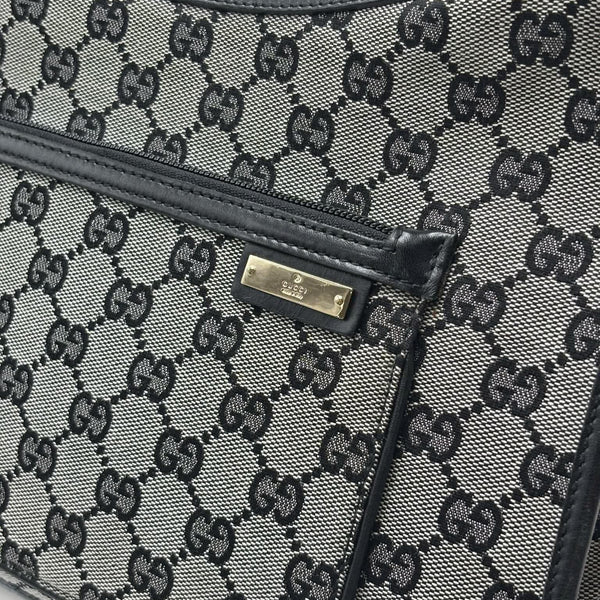 Gucci GG Canvas Hobo Leather Shoulder Bag (Pre-owned) K44VJ32
