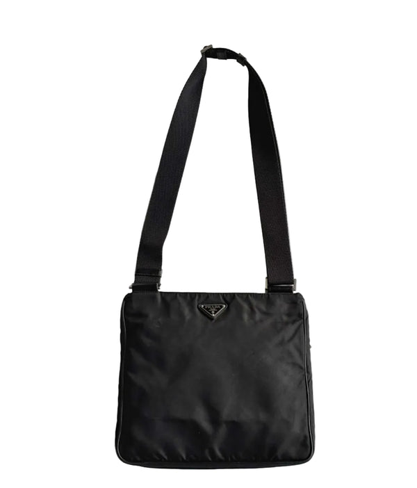 Prada Tessuto Nylon Sport Black Messenger Crossbody Bag (Pre-owned)