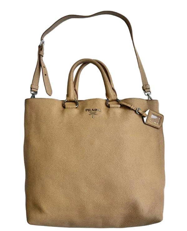 Prada Logo-lettering two-way bag Beige (Like new)