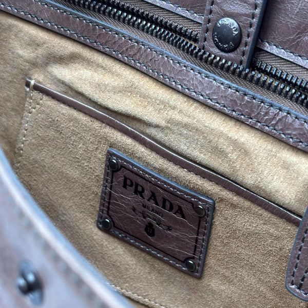 Prada Glace Calf Leather Top Handle Bag (Pre-owned) DKG2R4W