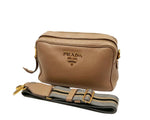 Load image into Gallery viewer, Prada Beige Vitello Daino Leather Double Zip Camera Crossbody Bag (Like new) Y3986RX
