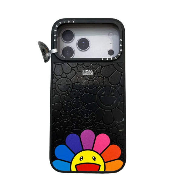 CASETIFY  x Takashi Murakami Flowers Bloom Rainbow Smile (Black Black)  iPhone 17 Pro Max Glaze Case Black