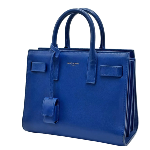 Saint Laurent Royal Blue Calfskin Leather Classic Nano Sac De Jour Bag (Pre-owned) W8B989X