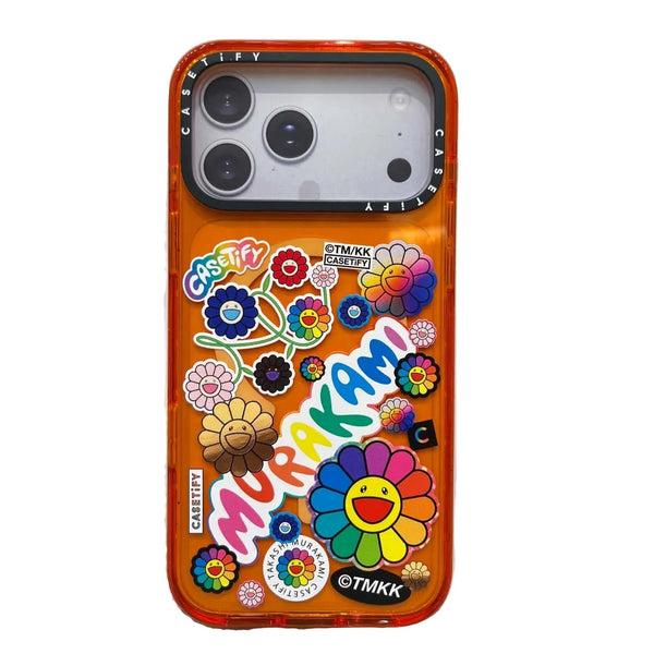 CASETIFY  x Takashi Murakami Flowers Sticker Mania iPhone 17 Pro Max Glaze Case Orange