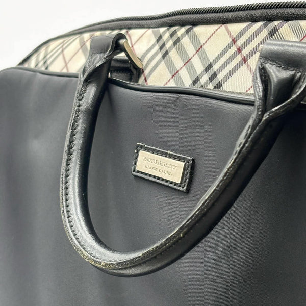 Burberry Nova Check Black Label Business Bag Nylon Black (Pre-owned)