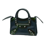 Load image into Gallery viewer, Balenciaga Classic Mini City Dark Green Leather and Patent Leather Bag (Pre-owned) 6C6VC4K
