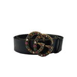Load image into Gallery viewer, Gucci Leather Rhinestone Buckle Belt (Pre-owned)
