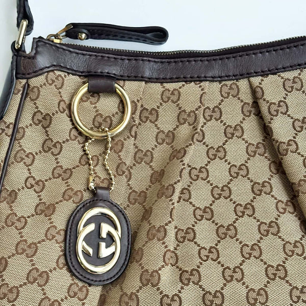 Gucci Beige/Brown GG Canvas Medium Sukey Hobo (Pre-owned) 9X9Y2WG