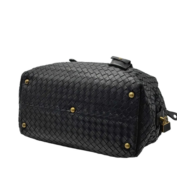 Bottega Veneta Black Intrecciato Woven Nappa Leather Montaigne Satchel Bag (Pre-owned) HCQ79BT