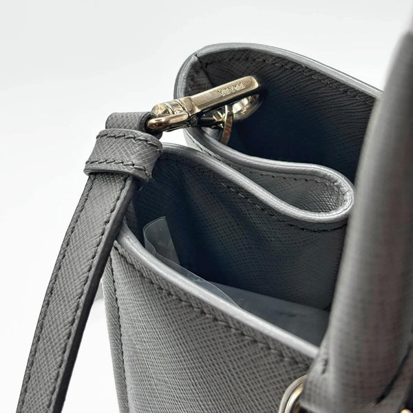 Prada 2015-2026 Medium Bicolor Saffiano Lux Galleria Satchel Grey (Like new) 8D976YD