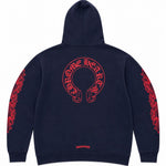 Load image into Gallery viewer, Chrome Hearts Red Horseshoe Logo Hoodie Navy
