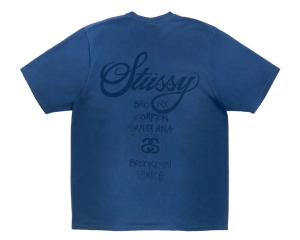 Stussy World Tour Tee Sun Faded Navy