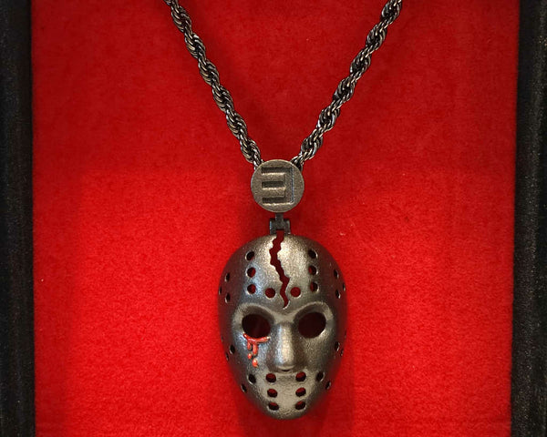 Eminem - Hockey Mask Pendant & Chain (Gun Metal) 20 inch Chain