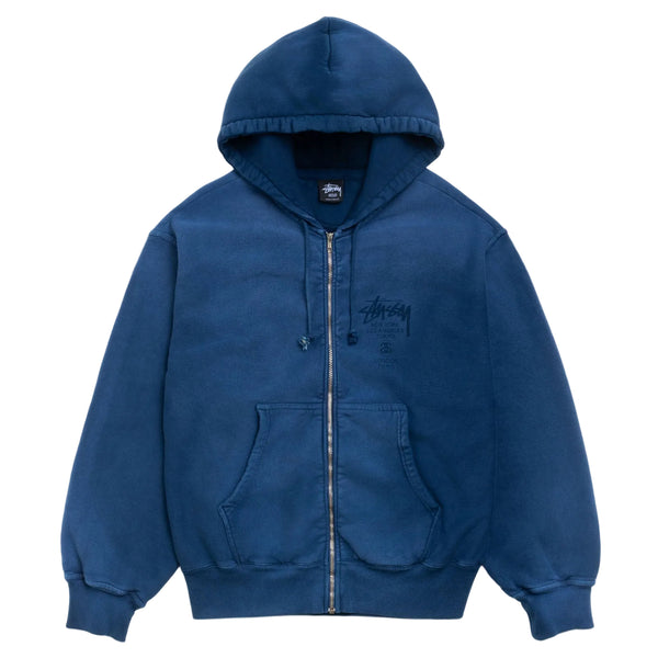 Stussy World Tour Zip Hoodie Sun Faded Navy