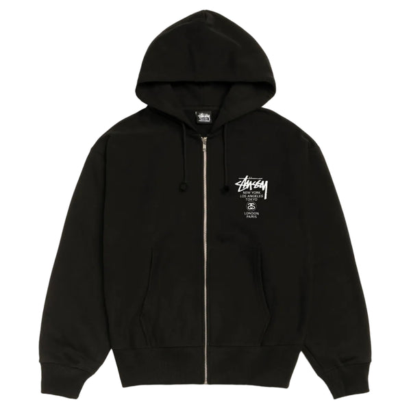 Stussy World Tour Zip Hoodie Black