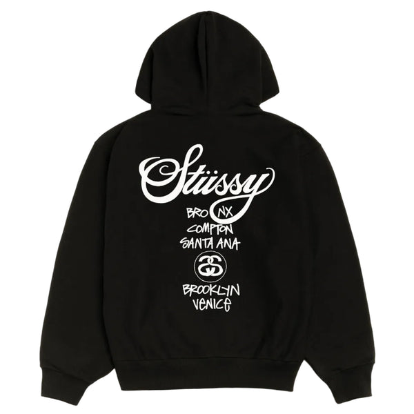Stussy World Tour Zip Hoodie Black