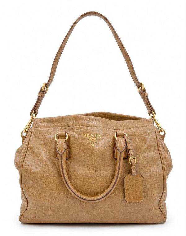 Prada Vitello Shine Leather Shoulder Bag (Pre-owned) WXXHCR7
