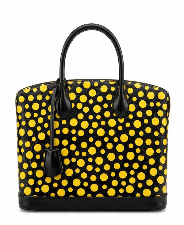 Louis Vuitton Limited Edition Yayoi Kusama Black Monogram Vernis Dots Lockit MM Bag (Vintage Condition)