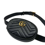 Load image into Gallery viewer, Gucci Black Leather GG Marmont Matelasse Belt Bag (Like new) G6KKRD
