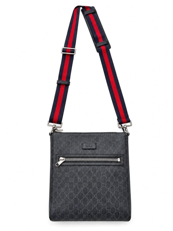 Gucci Black GG Supreme Coated Canvas Flat Messenger Bag (Pre-owned) 732RTW9