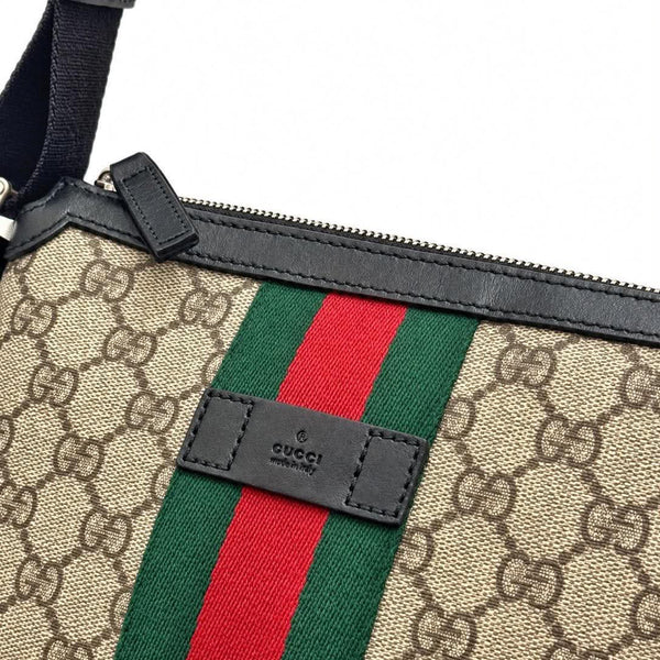 Gucci Beige/Brown GG Coated Canvas Vintage Web Flat Messenger Bag (Pre-owned)