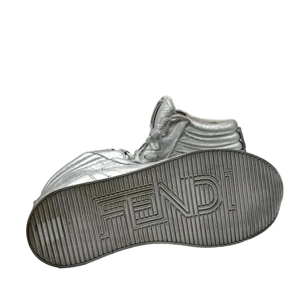 Fendi x Nicki Minaj Metallic Nappa Macro FF Embossed Prints On High Top Sneakers (Pre-owned)