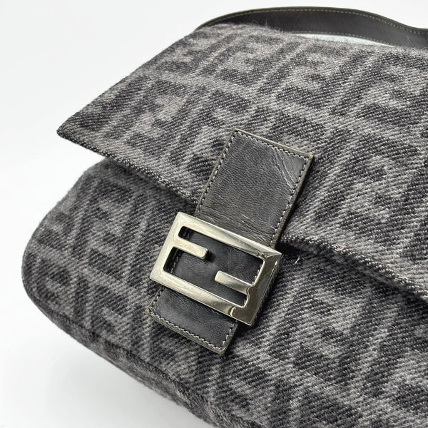 Fendi Wool Zucca Mama Baguette Grey (Pre-owned) R3Q6GBV