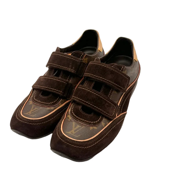 Louis Vuitton Brown Monogram Canvas and Suede Trainer (Pre-owned)