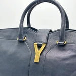 Load image into Gallery viewer, Saint Laurent Navy Blue Leather Medium Cabas Chyc Tote (Pre-owned) XQ6MTWG
