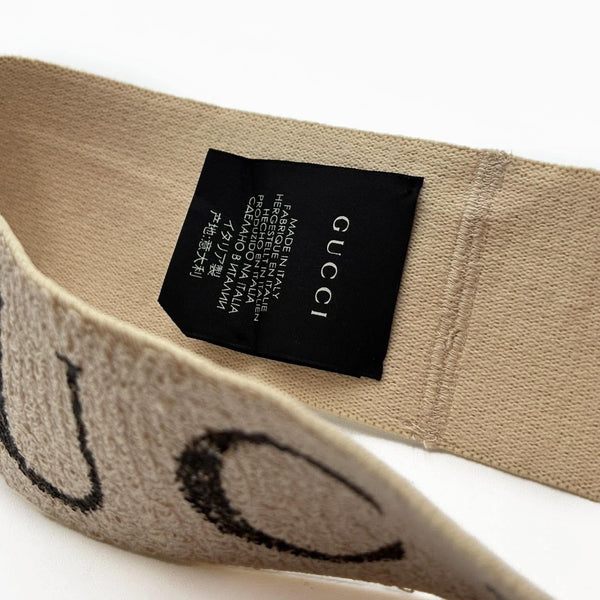 Gucci Cotton Elastic Gucci Logo Headband White (Brandnew)