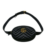 Load image into Gallery viewer, Gucci Black Leather GG Marmont Matelasse Belt Bag (Like new) G6KKRD
