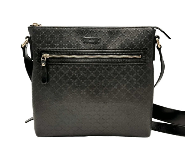Gucci Diamante Black Leather Messenger Bag Shoulder Bag (Like new)
