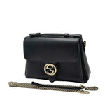 Load image into Gallery viewer, Gucci Interlocking G Shoulder Bag in Black Grained Leather (Like new) 3J4T628

