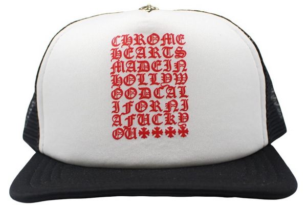 Chrome Hearts Eyechart Trucker Hat Black/White/Red