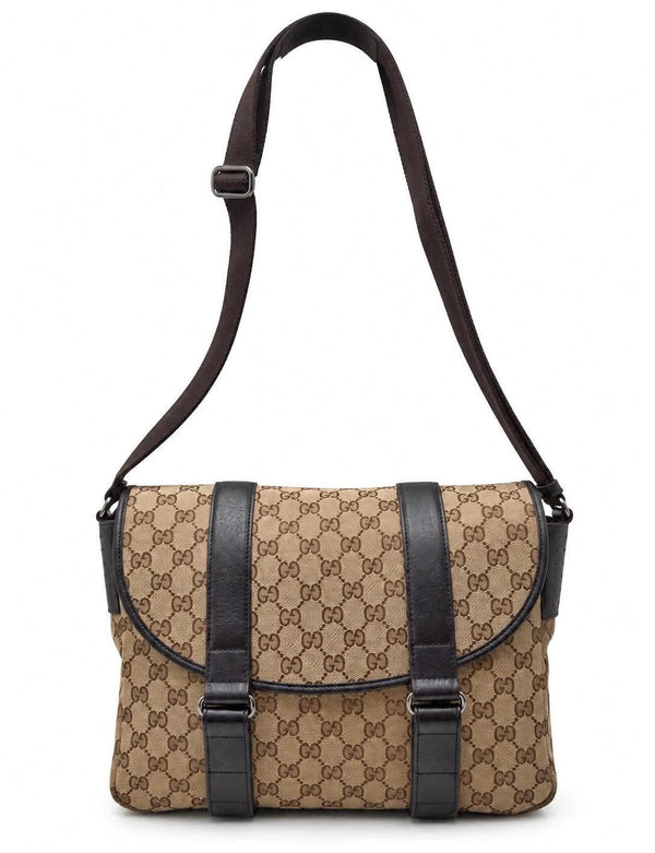 Gucci Beige/Ebony GG Canvas Medium Messenger Bag (Pre-owned) 3Q72WCB