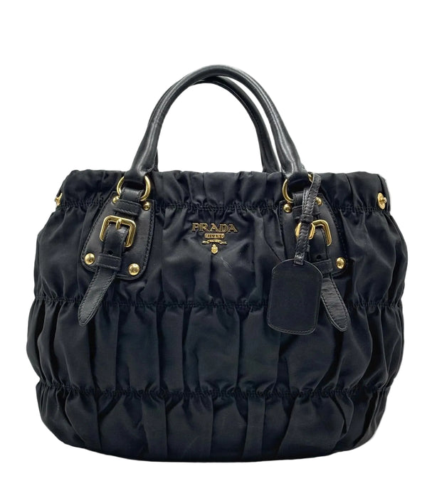 Prada Black Gaufre Tessuto Nylon Shopping Tote Bag (Pre-owned) 87X8449