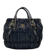 Load image into Gallery viewer, Prada Black Gaufre Tessuto Nylon Shopping Tote Bag (Pre-owned) 87X8449
