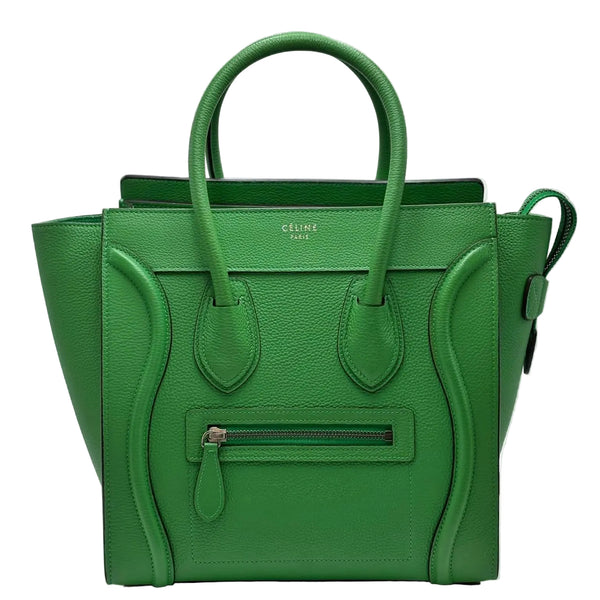 Celine Green Drummed Leather Nano Luggage Tote Bag (Like new) 3X6RH8K