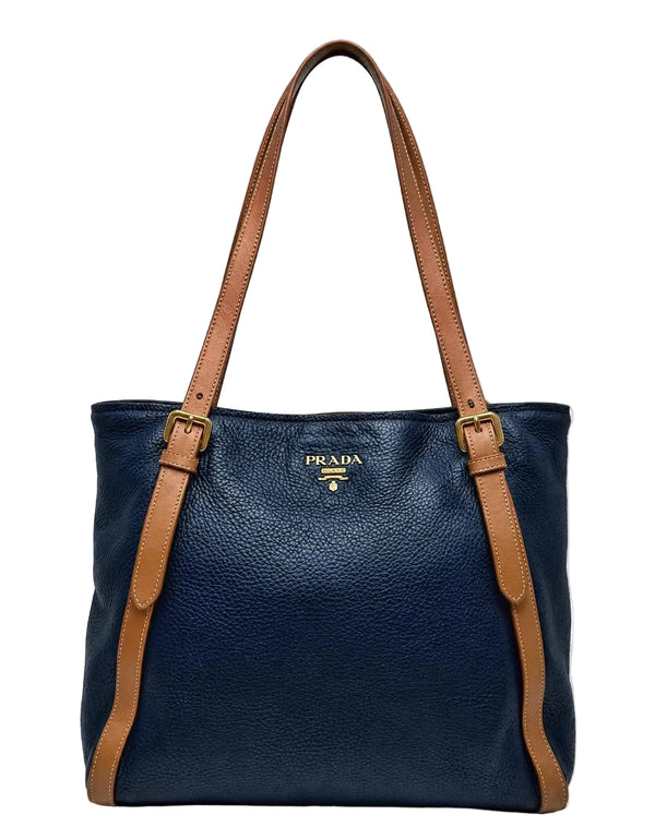 Prada Blue Vitello Daino Grained Leather (Pre-owned) DRYC27Q