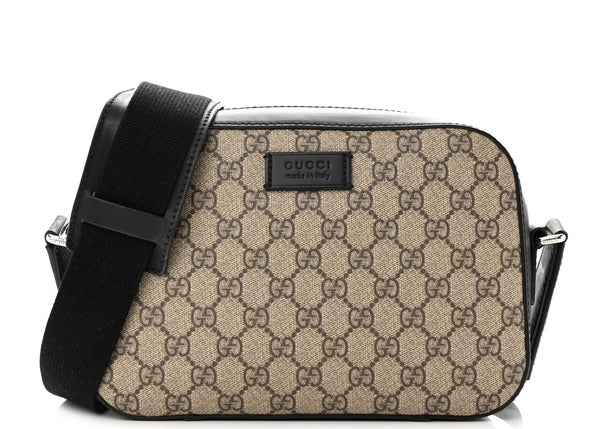 GUCCI GG Supreme Canvas Unisex Crossbody Bag Beige/Black