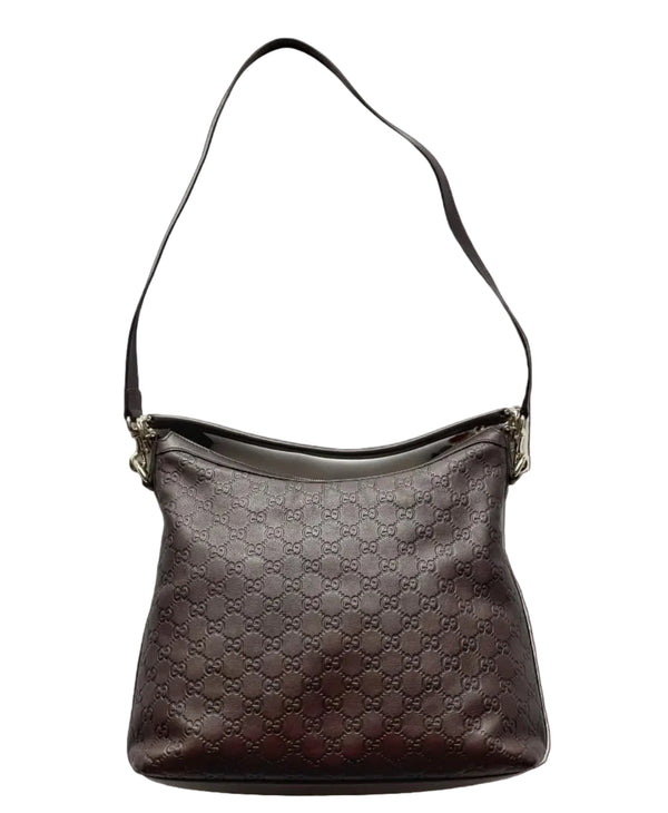Gucci Dark Brown Guccissima Leather Miss GG Hobo (Pre-owned) KMTDHRG