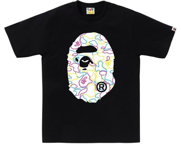 BAPE Neon Camo Big Ape Head Tee Black