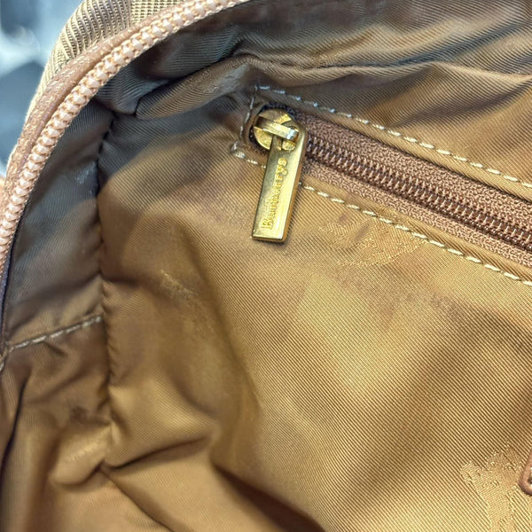 Burberry [B] Logo Canvas/Leather Clutch Bag With Gold Hardware (Pre-owned)
