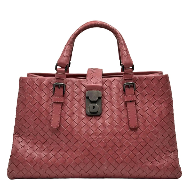 Bottega Veneta Nappa Intrecciato Medium Roma Tote Red (Pre-owned) G7W893K