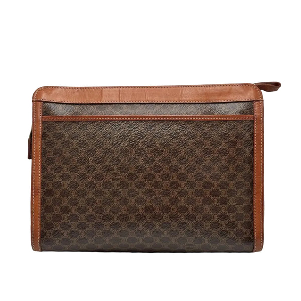 Celine Vintage Pouch Brown Monogram Canvas and Natural Leather (Pre-owned)