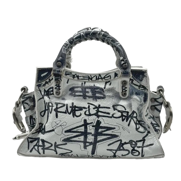 Balenciaga Agneau Arena Graffiti Neo Cagole City Handbag XS White Black (Pre-owned) MRYRG23