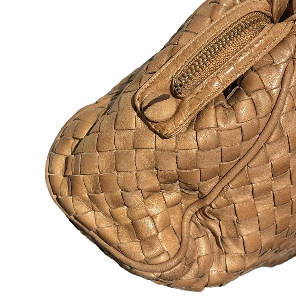Bottega Veneta Beige Intrecciato Woven Leather Pouch Clutch Bag (Pre-owned)