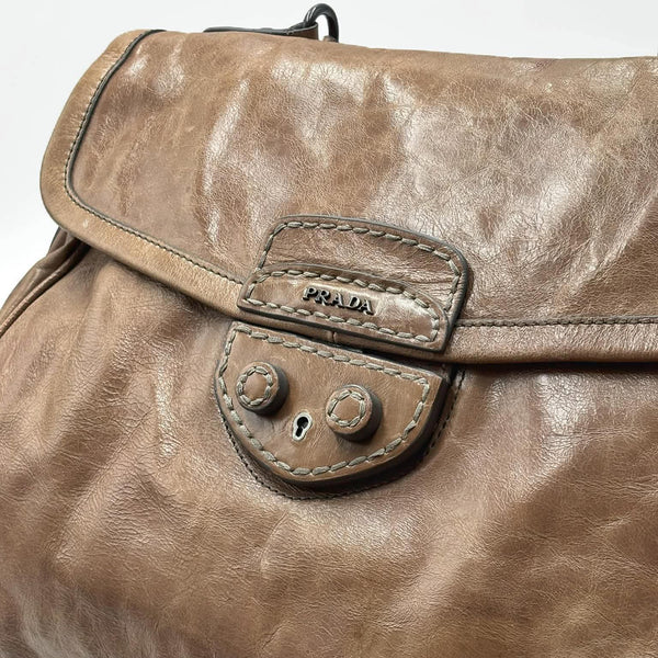 Prada Glace Calf Leather Top Handle Bag (Pre-owned) DKG2R4W