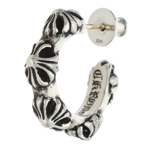 Chrome Hearts Small Cross Hoop Earring Silver