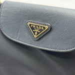Load image into Gallery viewer, Prada Tessuto Nylon Clutch with Saffiano Trim and Chain Strap (Pre-owned) XHJTVC8
